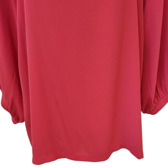 LOFT Blouse Women's Red Square Neck 3/4 Wide Sleeve Top Size S - Picture 6 of 7